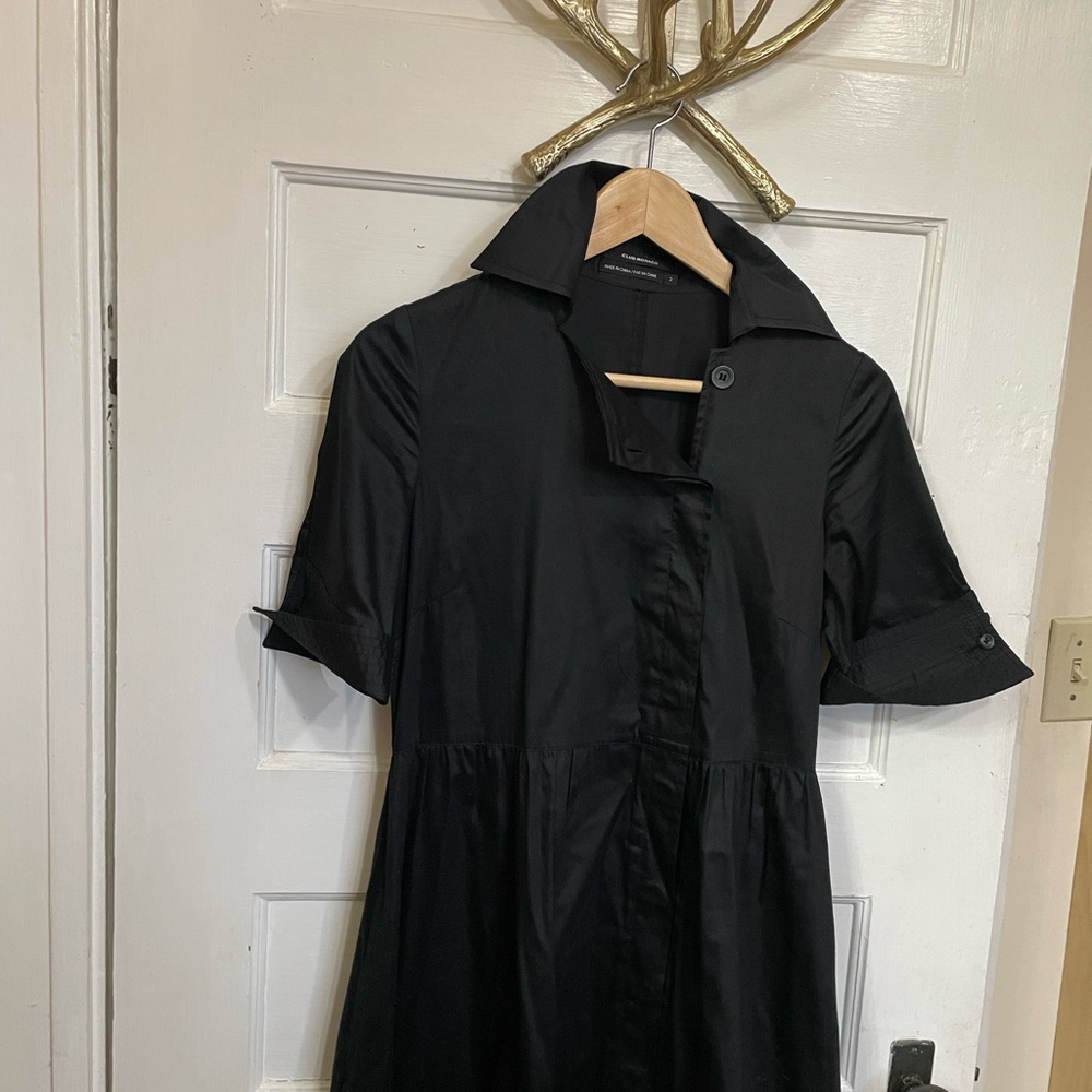 Club Monaco Black Buttoned Ruffled Dress - Picture 3 of 7